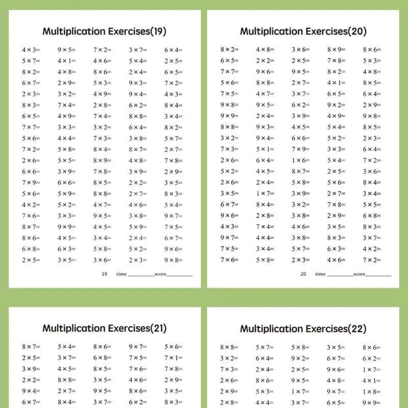 Multiplication and division workbook, math practice book, improve calculation skills, educational tool for brain development