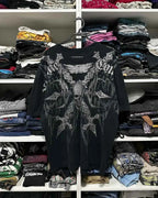 2000s American New Retro Casual Hip-Hop Gothic Print Women Clothing  Fashion T shirt Street Short Sleeved Men And Women Y2K Tops