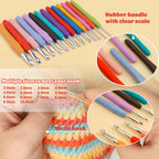 IMZAY Colorful Rubber Handle Knitting Needles Kit With Sewing Clips Plastic Needles Staniless Steel Scissors Crochet Hooks Set