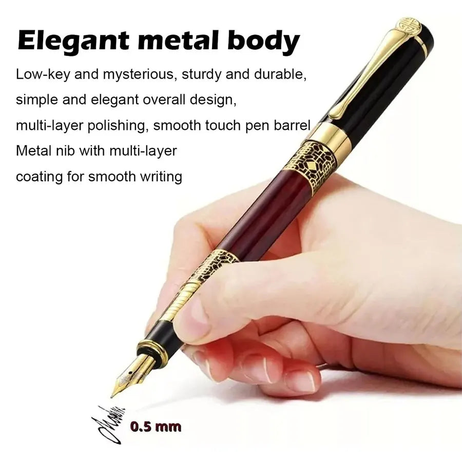 1-100Pcs/Set Retro Metal Fountain Pen Replaceable Ink Elegant Gift for Writing Stationery Office School Supplies