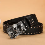 New Women Belt High Quality Luxury Brand Punk Goth Rivet Black Jeans Unisex Men Belt Paw Skull Buckle belt Unisex Waist Belt