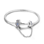 Original 925 Silver Bracelets Four Leaf Clover Butterfly Heart Bracelet Fit DIY Charms Beads Fashion Jewelry 17-20CM