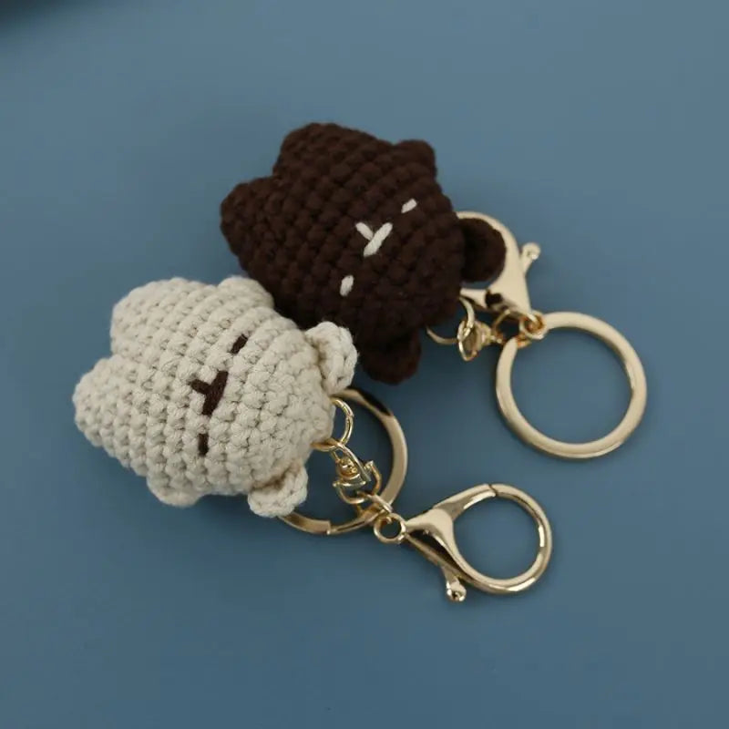 Cute Bear Couple Crochet Keychain Matching Animal Charm