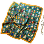 2025 Silk Shawl Print Headscarf Cat Hair Wrap Neckerchief Female Satin Square Scarf For Women Headband Foulard Hijab Bandana