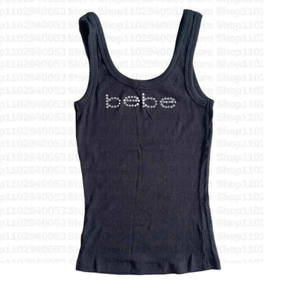 Vintage Sleeveless Tank Top Letters Summer Print Personality Crop top Sleeveless Slim Streetwear Punk Y2K Baby Tee Short Sleeve