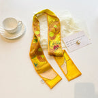 Cashew flower silk scarf double-sided printed for Women, Lightweight Versatile Bandana Style, Daily Office Party Vacation Boho