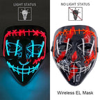 Wireless Neon LED Purge Mask – Glowing Halloween Cosplay Mask