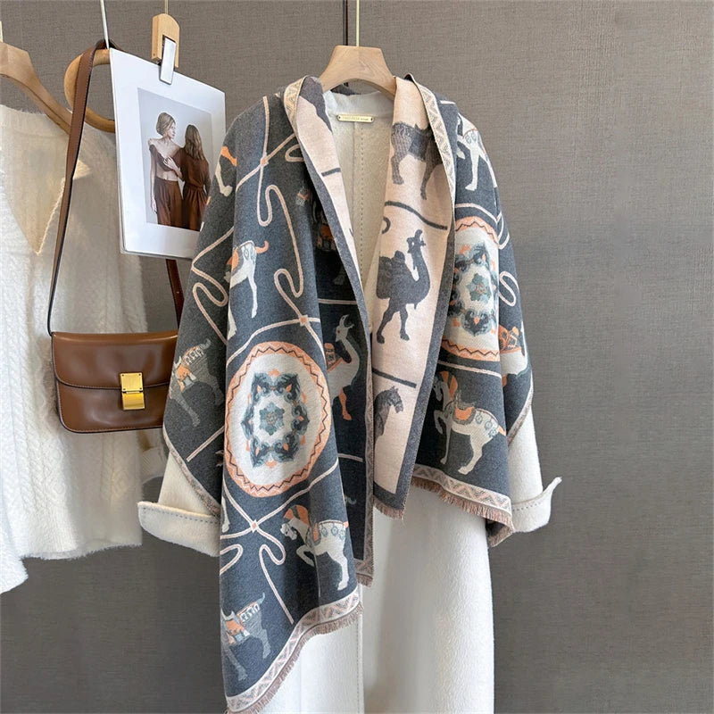 Cashmere Scarf for Women Thick Warm Winter Blanket Brand Female Luxury Quality Shawl Wrap Bufanda 2024 Poncho Echarpe Pashmina