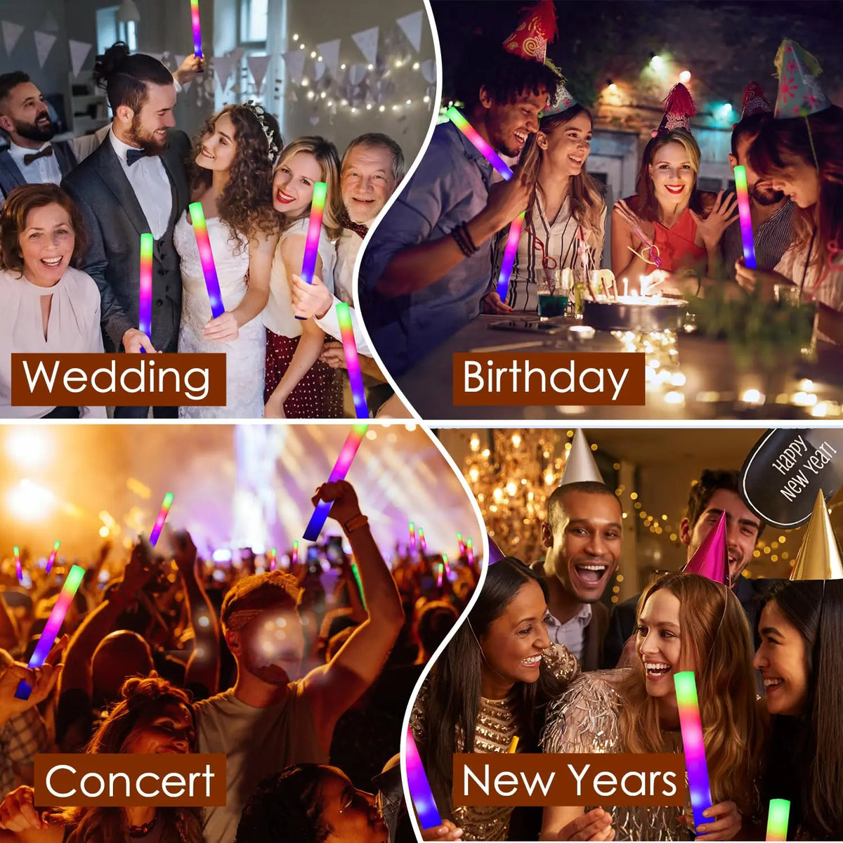 120-30PCS LED Foam Glow Sticks Glow Party Supply with 3 Modes Glow Stick for Wedding for Birthday Concert Halloween Christmas