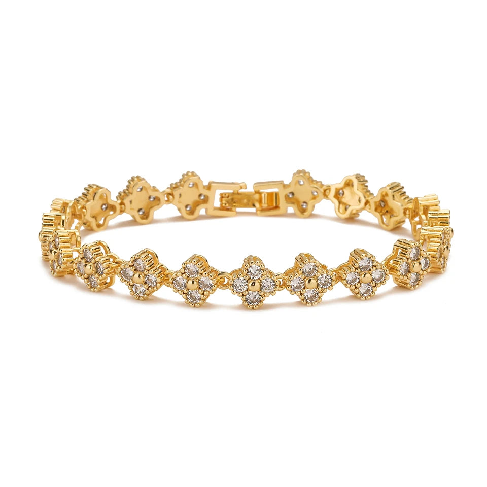 RAKOL Colorful Clover Zircon Bracelet Fashion Charm Gorgeous Charm Exquisite Cute Sweet Shining Crystal Jewelry Gift