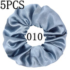 10/5 Pcs Satin Hair Scrunchies Set for Women & Girls – Soft Silk Elastic Hair Bands | Elegant Solid Color Ponytail Holders & Headwear Accessories