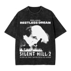 Washed T Shirts Horror Silent Hill Heavens Night Hip Hop T-Shirt Street  Streetwear Short Sleeve Printed Tops Tees Men Women