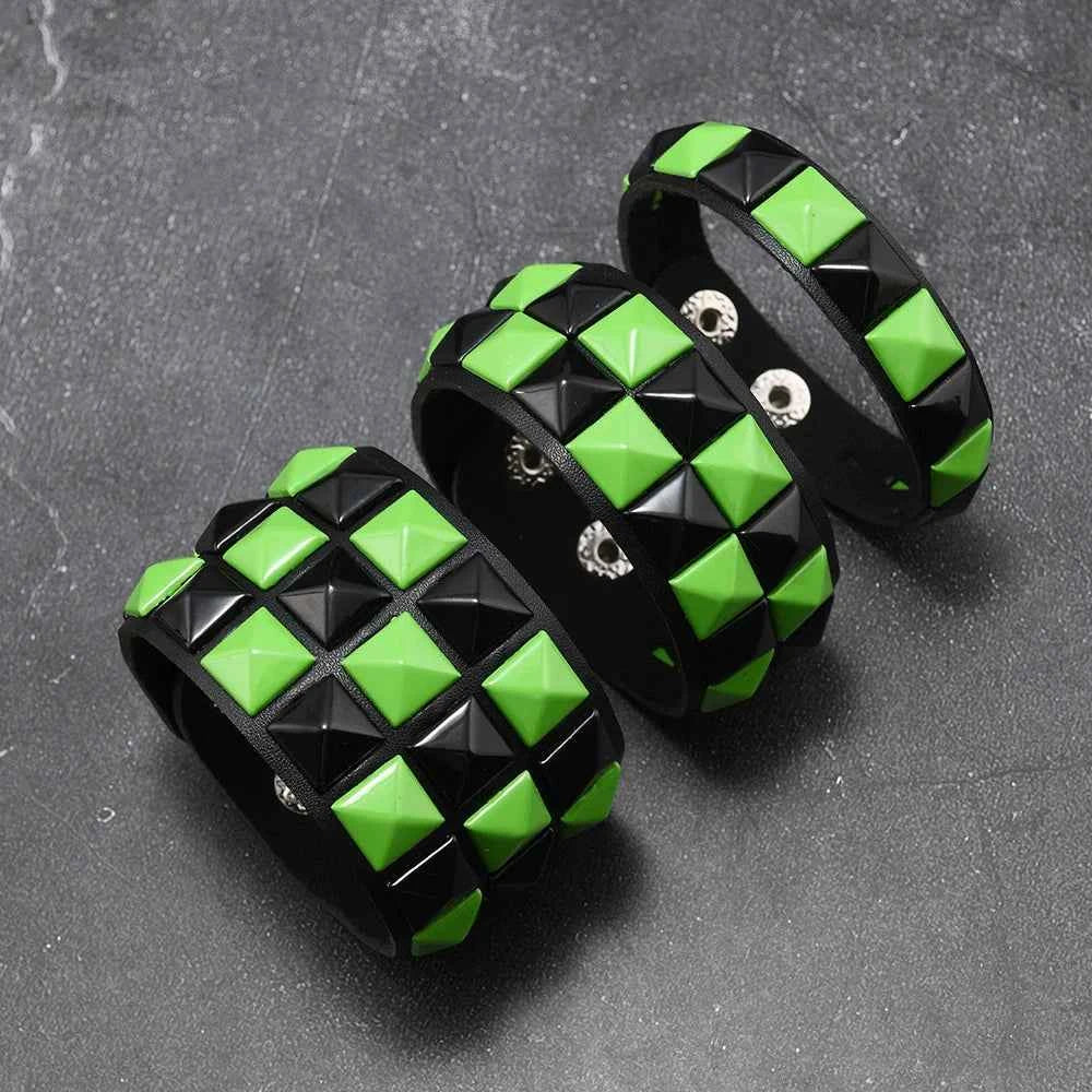 3Pcs/Set Fashion Contrasting Rivets Leather Wrist Friendship Big Wide Bracelet For Male Female Buckle Vintage Punk Jewelry