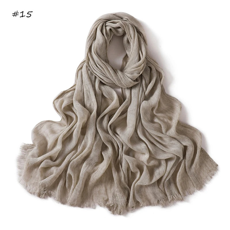 180*65cm Tie-dye Crinkle Rayon Hijabs for Women Muslim Scarf Shawls Plain Ladies Breathable Headband Femme Turban Ramanda
