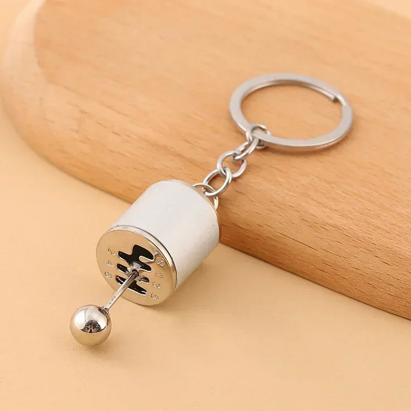 Mini Turbocharged Keyrings Car Style Gearbox Pendant Old Button Keychain Gear Shift Metal Car Modification Gear Shift Keychain