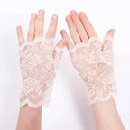 Women Short Lace Hollow-Out Fingerless Gloves Sun Protection Sleeves Mesh Thin Cycling Sexy Mittens Half Finger Handschoenen