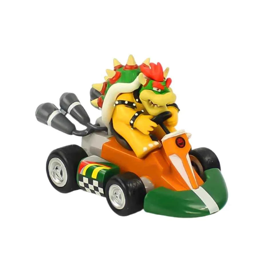 12cm 7pcs Anime Mario Power Car Mario Kart Cartoon Action Figure Cute PVC Model Desktop Ornaments Children's Toys Holiday Gifts