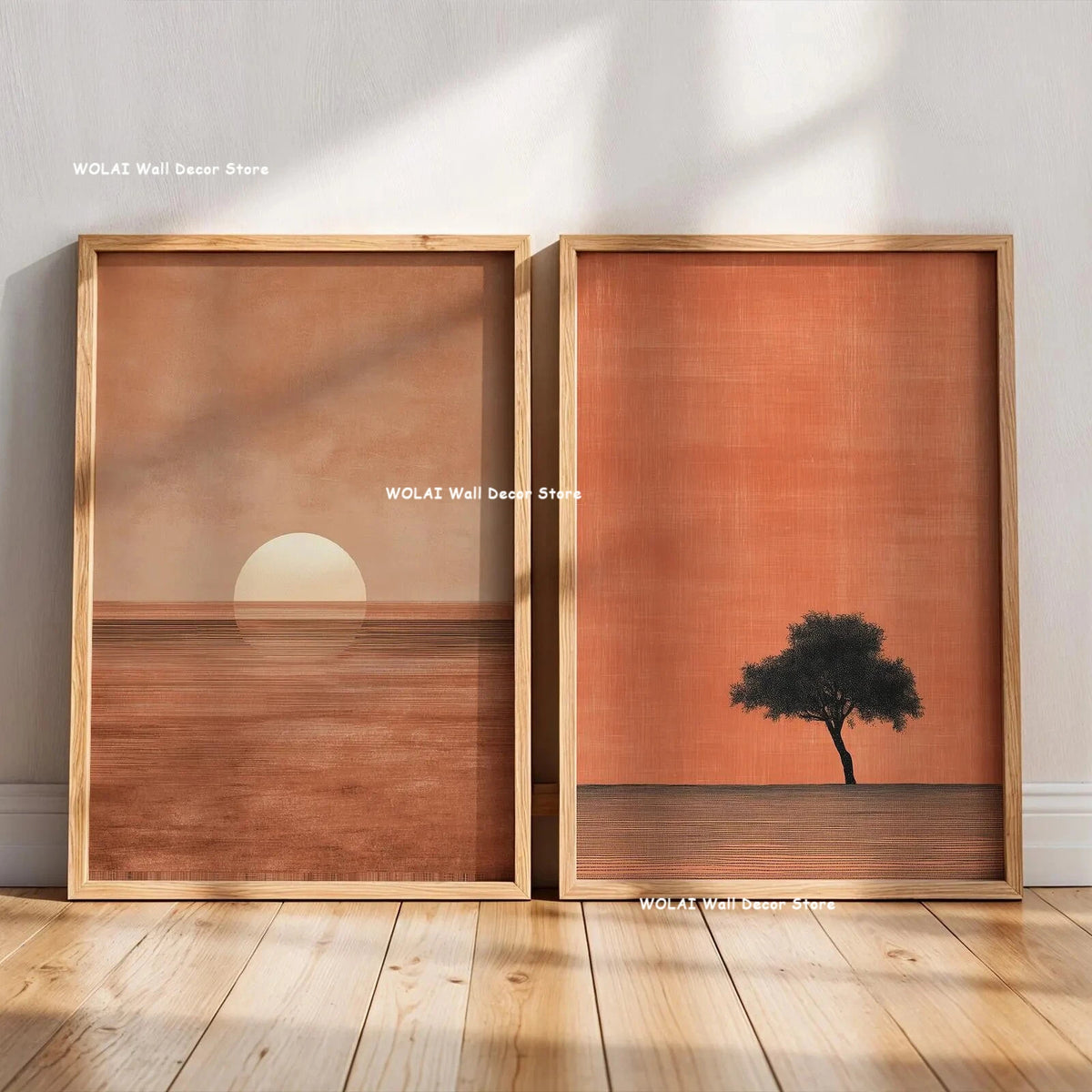 2pcs/set Japanese Retro Wabisabi Mountain Abstract Canvas Printing Abstract Green Sunset Flying Crane Wall Art Poster Home Decor
