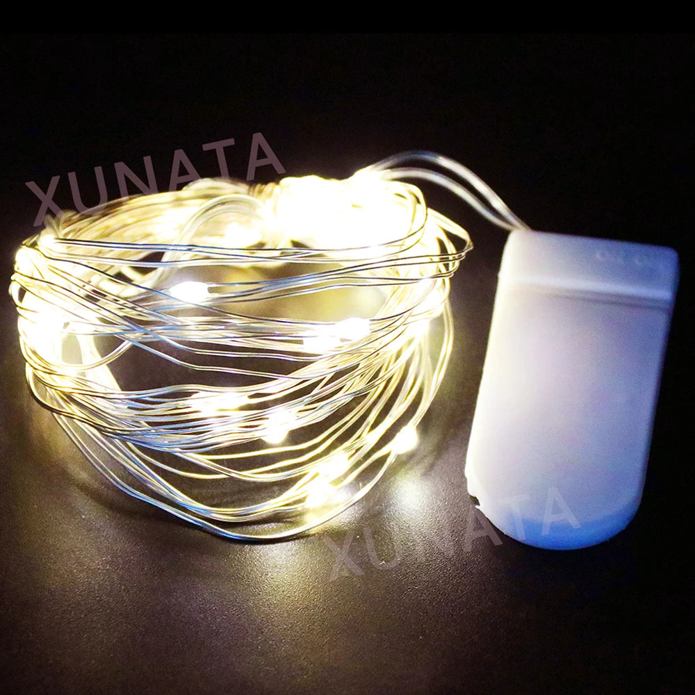 3V Led Silver Wire Fairy Lights Battery Power LED String Light with Switch for Garden Patio Fence Wedding Party Christmas Decor