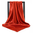 Luxury Brand Silk Scarf Women Satin Solid color Hijab Scarves Muslim Pareo Bandana Female Shawl Wrap Headband Foulard 90*90cm