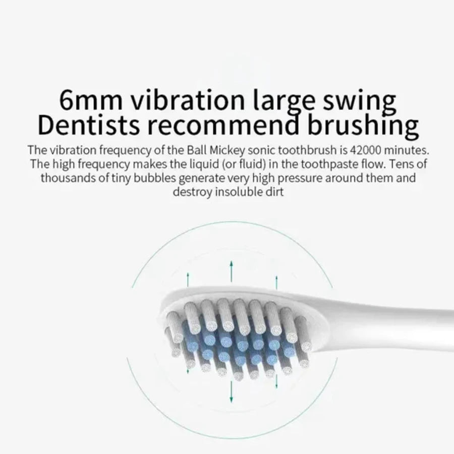 Electric Ultrasonic Toothbrush – 6 Speed Modes Soft Bristle USB Rechargeable Waterproof Tooth Cleaner | Automatic Toothbrush for Adults & Couples