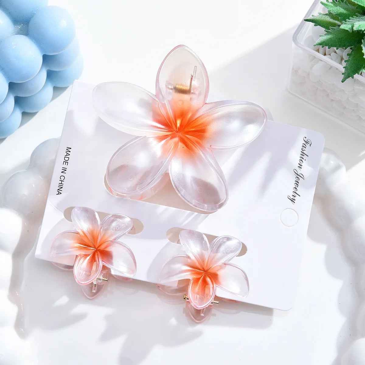 3Pcs/18Pcs Egg Flower Hair Clips Gradient Candy Color Flowers Suitable for Daily Backcombed Ponytail Shark Clip Hair Accessories
