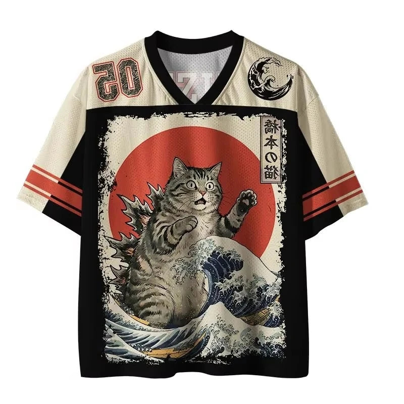 Fashion Sports Jersey Short Sleeved V-neck Jersey Y2k 3D Printed Quick Drying T-shirt Plus Size Sports T-shirt Unisex Tops Tee