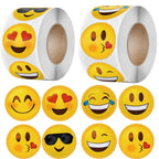 500Pcs/Roll Cartoon Funny Smile Face Expression Reward Stickers 8 Designs 2.5cm/1.0in Round For PC Pad Fridge Gift Diy Decor