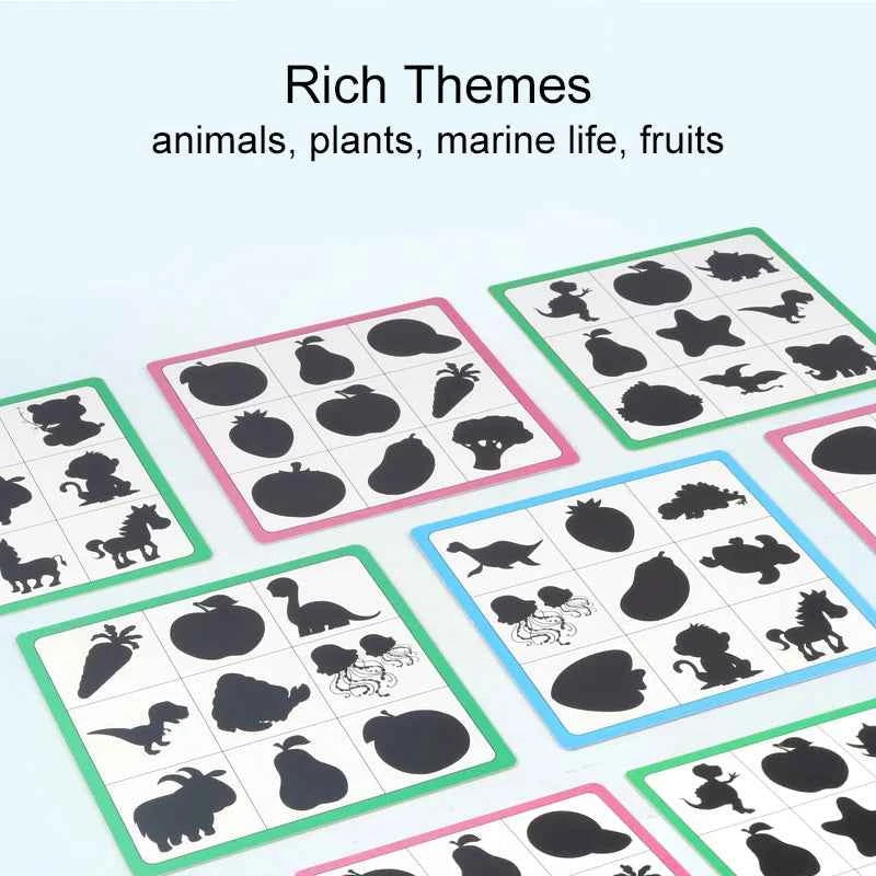 Wooden Montessori Find Shape Toy Animal Fruit Shadow Pairing Shape Puzzle Thinking Game Early Educational Toy Gift for Children