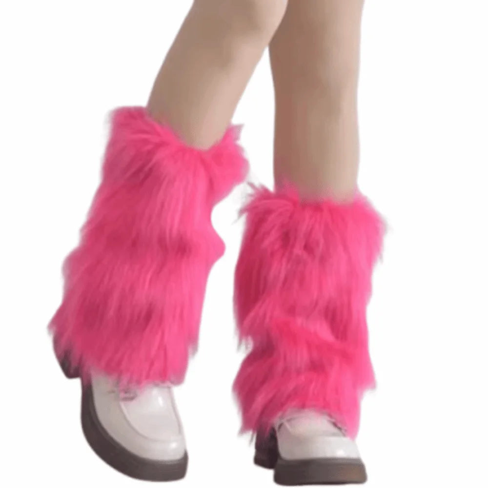 Foot Cover Faux Fur Furry Leg Warmers 40cm Japanese Style Lolita Boots Cover Kawaii Y2K Warm Knee Sleeve Autumn/Winter