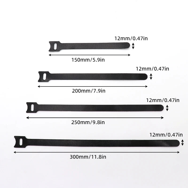 10pcs Releasable Cable Ties 15 20 25 30cm Mouse Earphone Wire Wrap Cable Organizer Nylon Hook Loop Strap Zip Bundle Bandage Tie