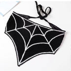 New Bat Halloween Bag Headscarf Hat Knitted Cotton Triangle Scarf Skull Spide Headband Headgear Women Girl All Saints Day Gift