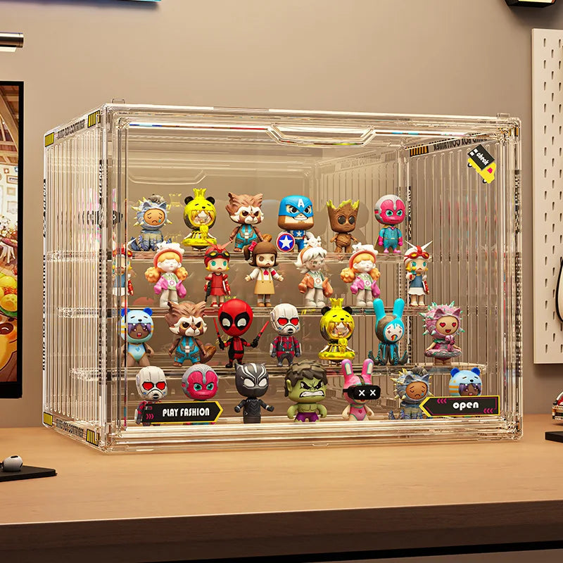 Three Layer Acrylic Display Rack Transparent Showcase Handmade Anime Car Model Blind Box Storage Box Jewelry Sorting Box