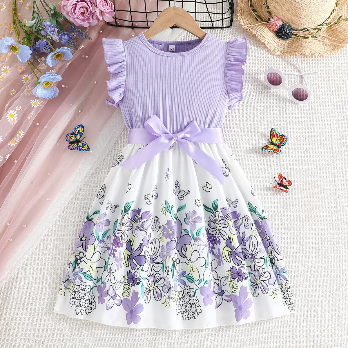 Children Baby Girls Lace Up Sling Summer Dress Princess Sleeveless Suspenders Dresses For 1-10 Years Cool Ventilated Kid Clothes
