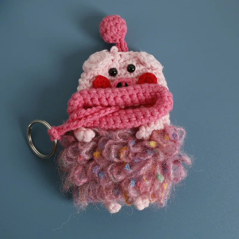 Funny Crochet Sausage Mouth Keychain Key Holder Pouch