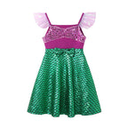 Children's Casual Dress for Girls Mermaid Rapunzel Dress One-Shoulder Sling Short Sleeve Princess Costume Summer Casual Vest