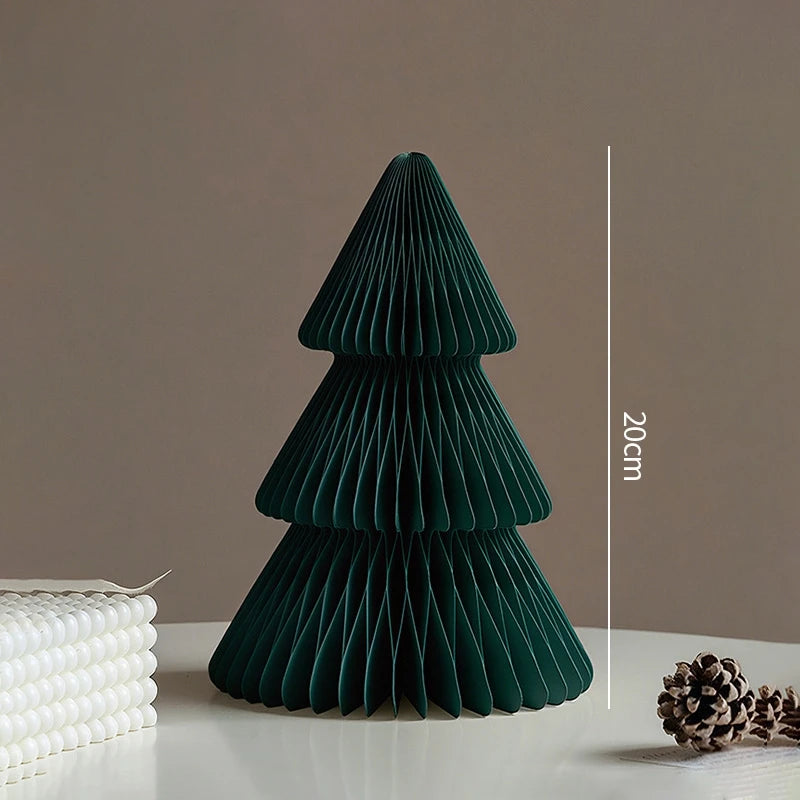 Paper Christmas Tree Ornaments 3D Honeycomb Christmas Tree Decorations Folded Paper 2026 Xmas New Year Desktop Arrangement Decor