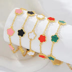 1 PCs Adjustable  Stainless Steel Plant Flower Bracelet With Five Leaf Petals Women's Luxury Gifts Clover Fashion Jewelry