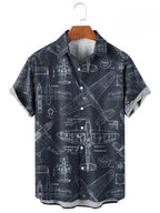 Vintage Button Up Shirt Man 3d Map Printed Short Sleeve Hawaiian Shirt Lapel Men's Clothing Casual Fashion Tops Oversized Tshirt