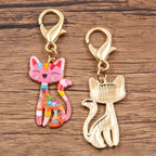 New 8pcs Colorful Alloy Metal Drop Oil Printing Cat Charm Animal Lobster Buckle Kit Pendant For Enamel DIY Jewelry Accessories