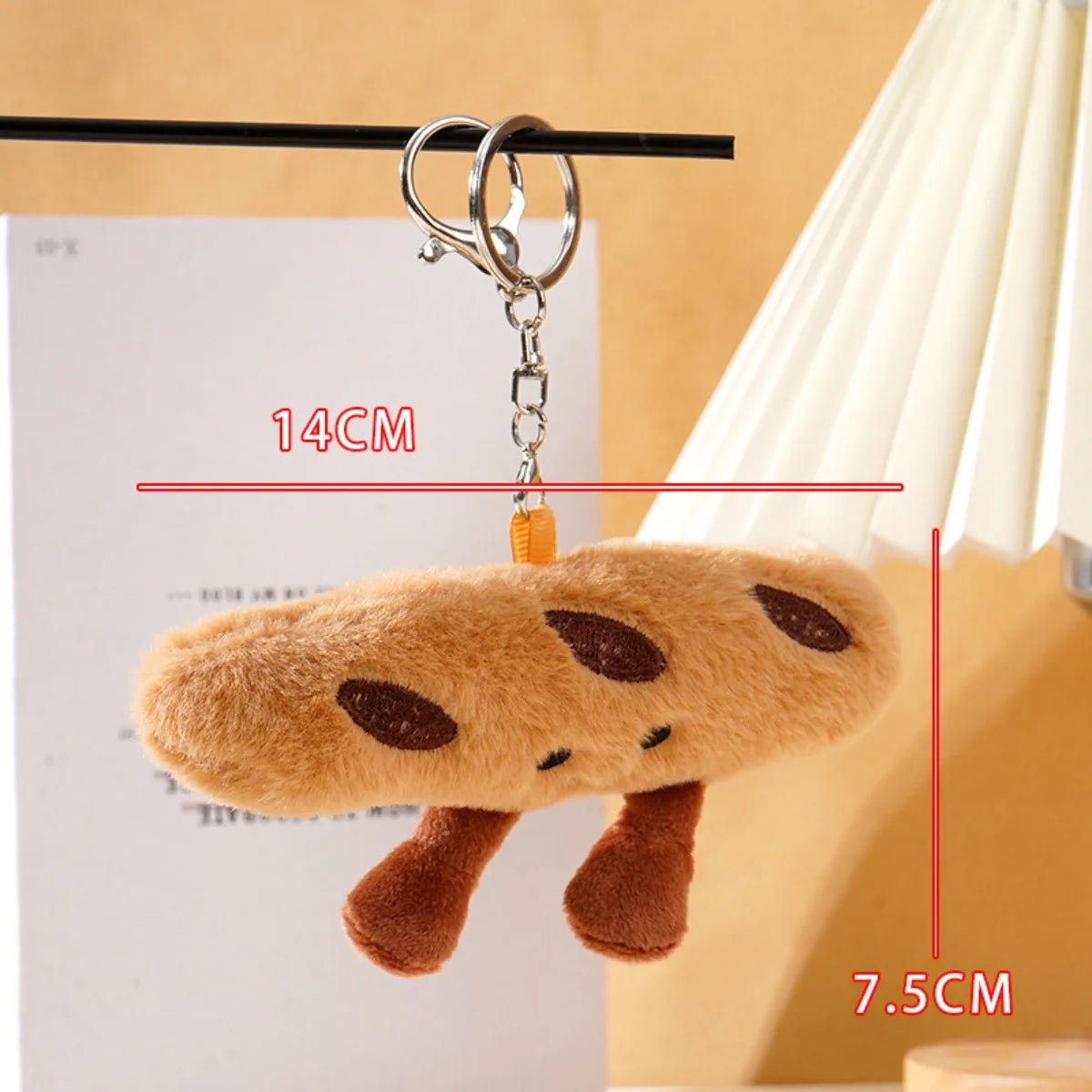 Kawaii Plush Keychain Cartoon Croissant Design for Car Keys Bag Charm Cute Girl Gift Pendant
