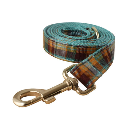 Christmas Grid Dog Collar & Leash Set with Free ID Tag for All Dogs