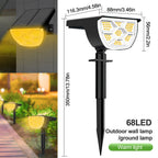 72/68 LED Solar Landscape Lights Outdoor IP65 Waterproof Solar Light with 3 Modes Solar Garden Spotlight for Yard Lawn Walkway