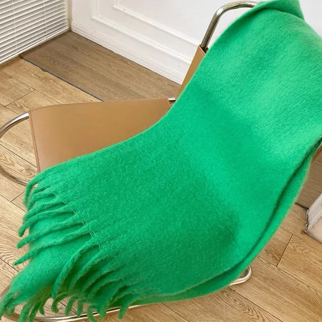 2025 Women Scarf Winter Warm Thick Shawl Wraps Fashion Solid Color Pashmina Scarves Long Tassel Hijab Stoles Bufanda Cashmere