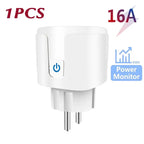Tuya Wifi Smart Socket EU Plug 16/20A Power Monitor Remote Control SmartLife APP Works with Alexa Yandex Alice Google Assistant