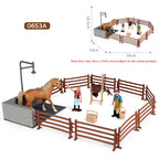 Oenux Farm Stable House Model Action Figures Emulational Horseman Horse Animals Playset Figurine Cute Educational Kids Toy Gift