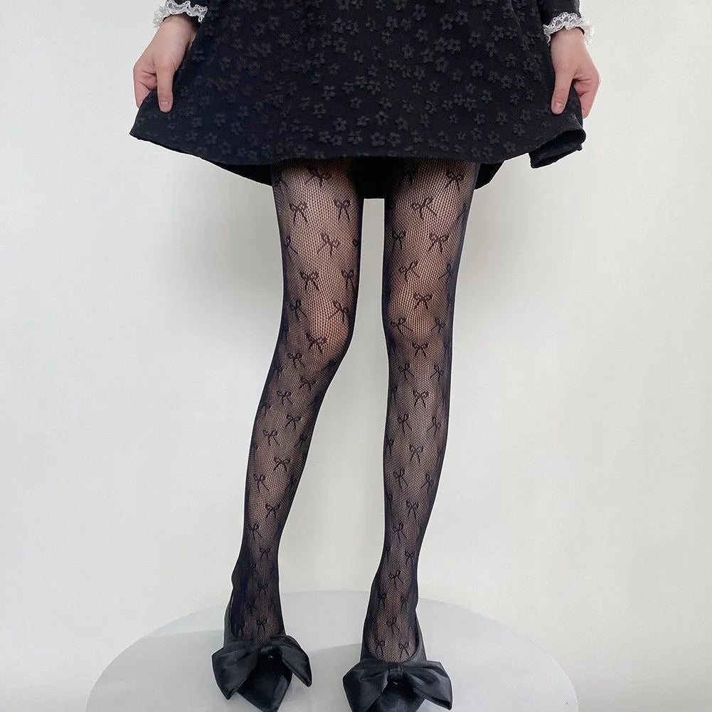 Japanese Lolita Retro Floral Rattan White Stocking Hot Tights Classic Lolita Hollowed Out Lace Mesh Stockings Bottomed Pantyhose
