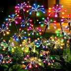 Waterproof Outdoor Solar Firework Sway Lights, Decorative Flower Lamp for Patio Garden Yard Atmosphere Lighting