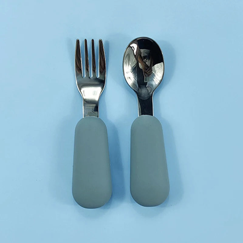 Baby Gadgets Tableware Set Children Utensil Stainless Steel Toddler Dinnerware Cutlery Cartoon Infant Food Feeding Spoon Fork