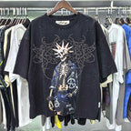 Shinning Bling Diamond Short Sleeve Cropped T-shirt for Men and Women Crew Neck Rhinestone Loose Cotton Summer Tshirts Oversized